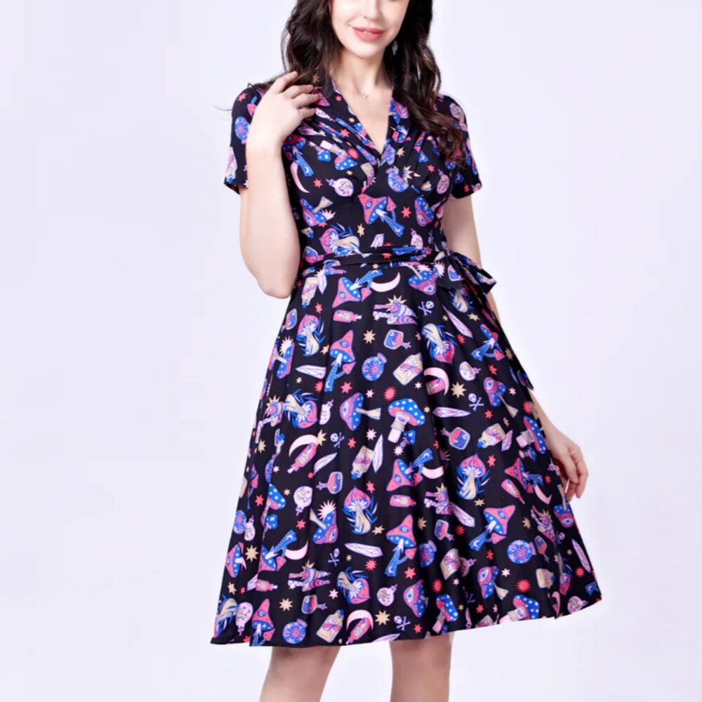 Miss Lulo Rose Potions A-Line Dress 🔮🧙‍♀️ Witchy! Halloween Dress! 🎃